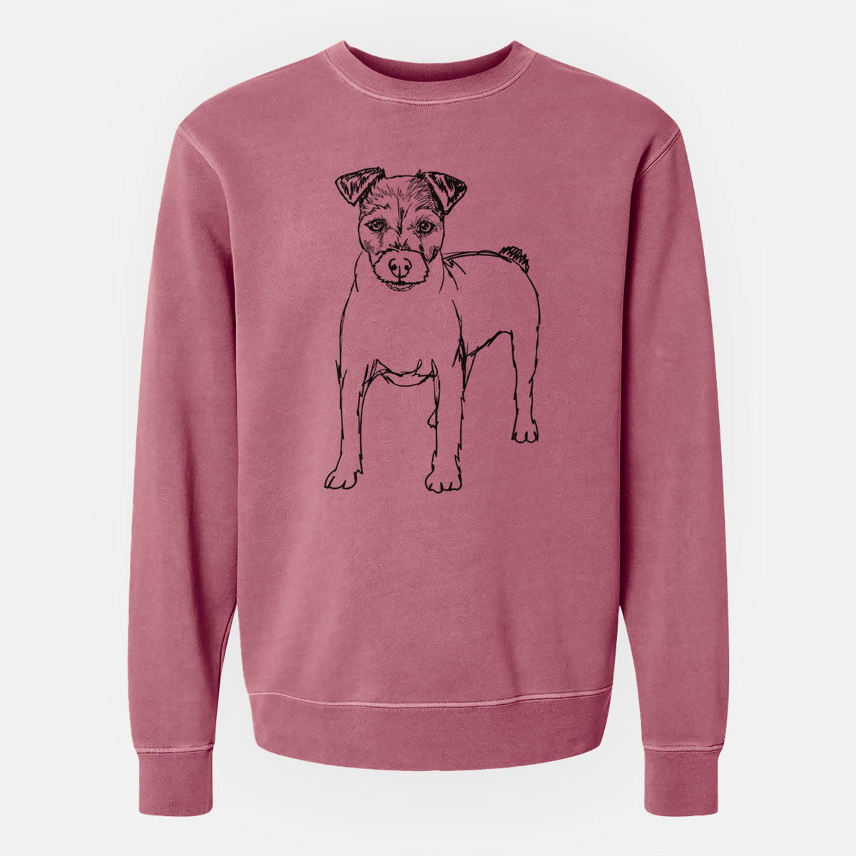 Doodled Lucky the Jack Russell Terrier - Unisex Pigment Dyed Crew Sweatshirt