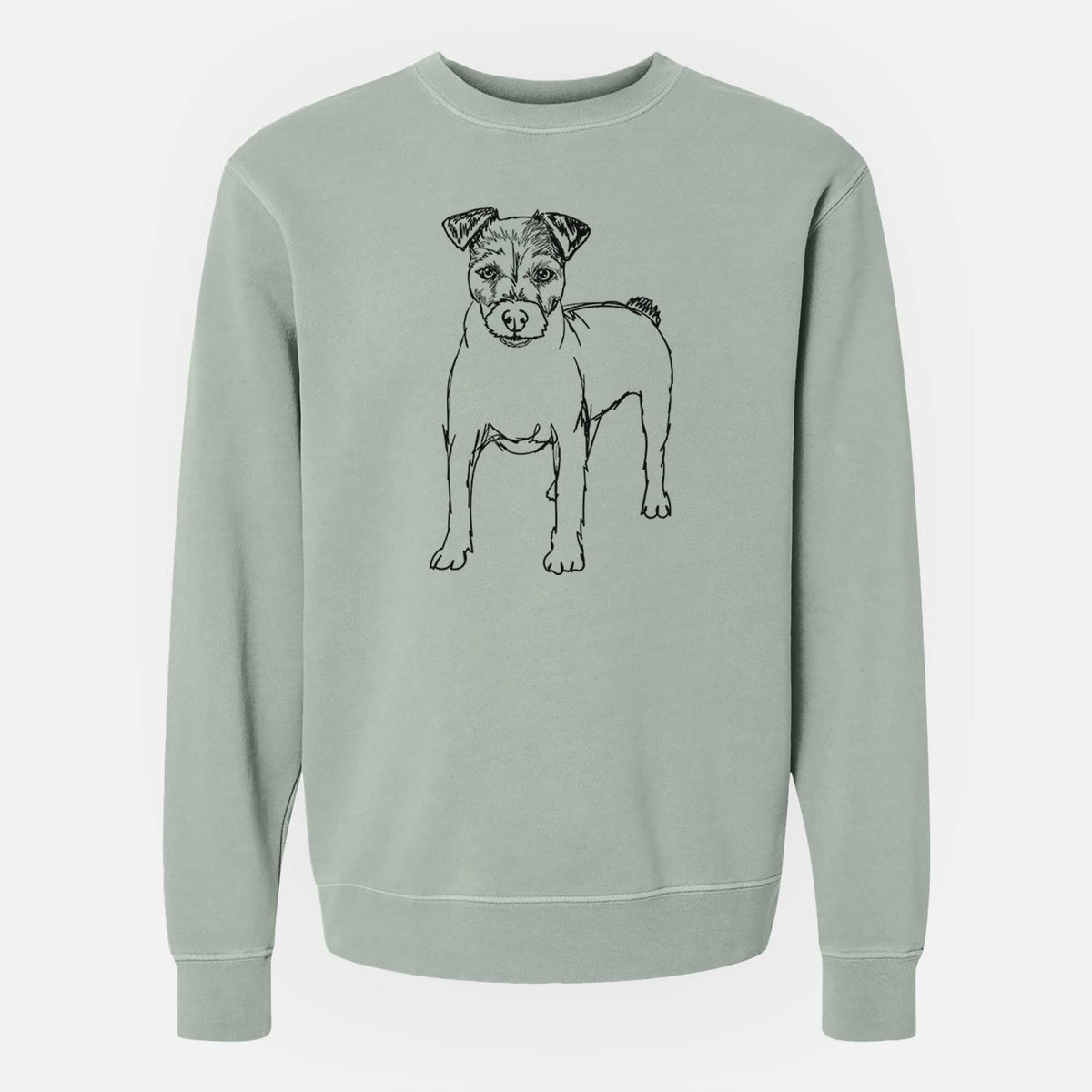 Doodled Lucky the Jack Russell Terrier - Unisex Pigment Dyed Crew Sweatshirt