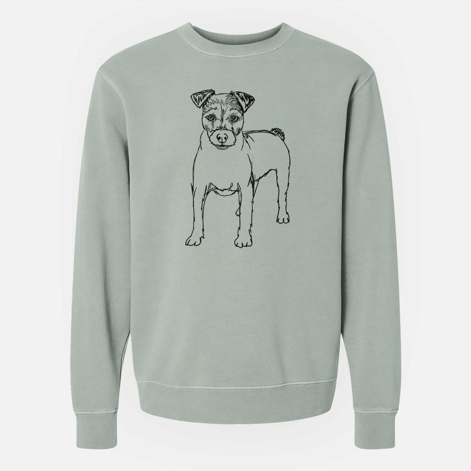 Doodled Lucky the Jack Russell Terrier - Unisex Pigment Dyed Crew Sweatshirt