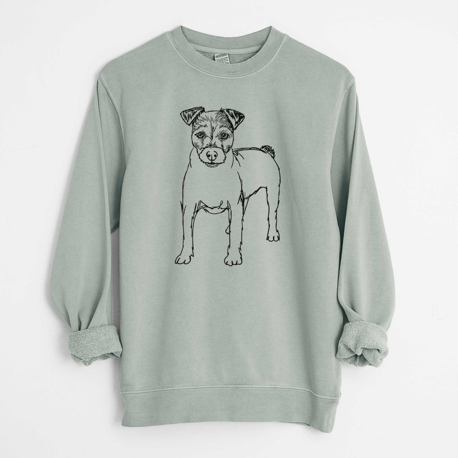 Doodled Lucky the Jack Russell Terrier - Unisex Pigment Dyed Crew Sweatshirt