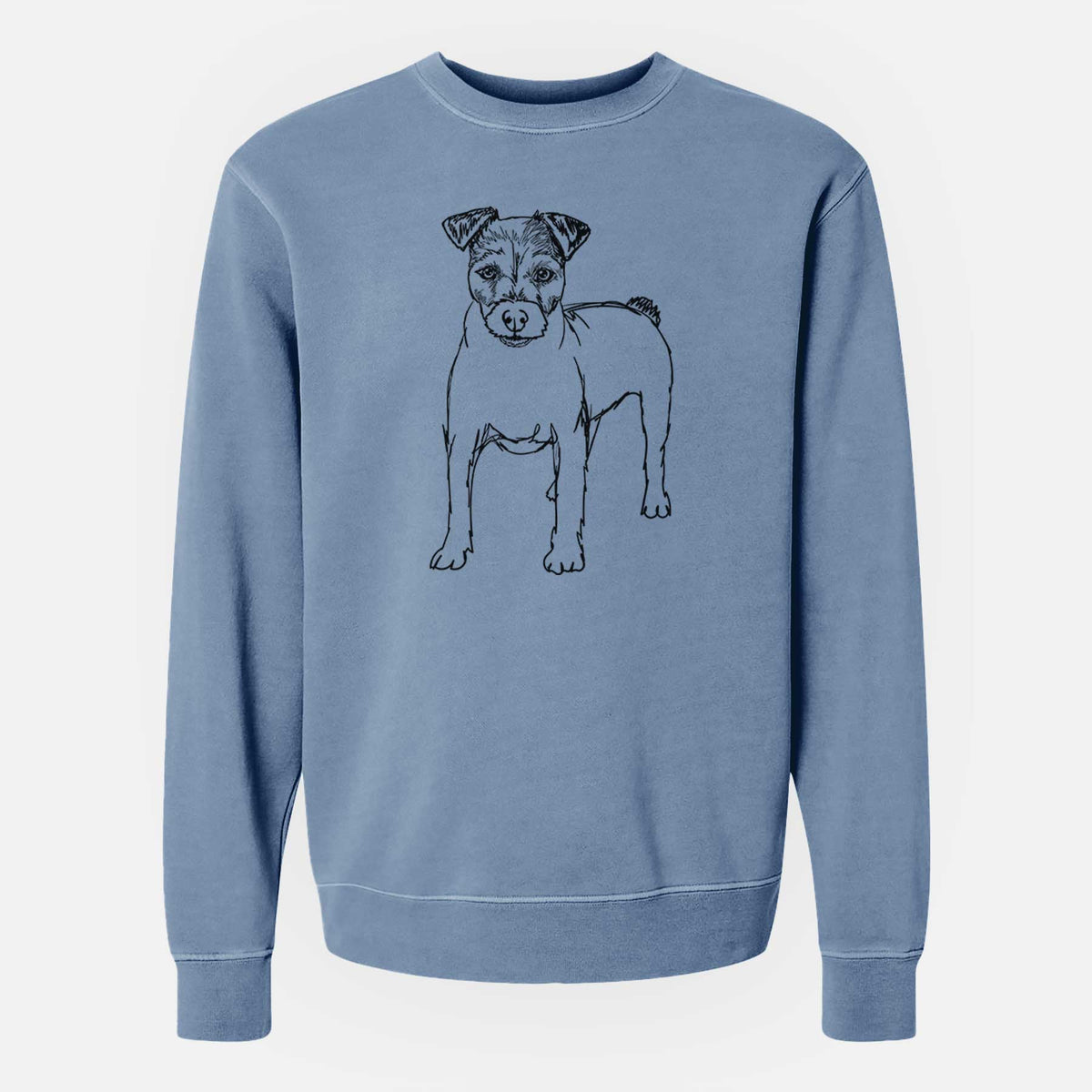 Doodled Lucky the Jack Russell Terrier - Unisex Pigment Dyed Crew Sweatshirt
