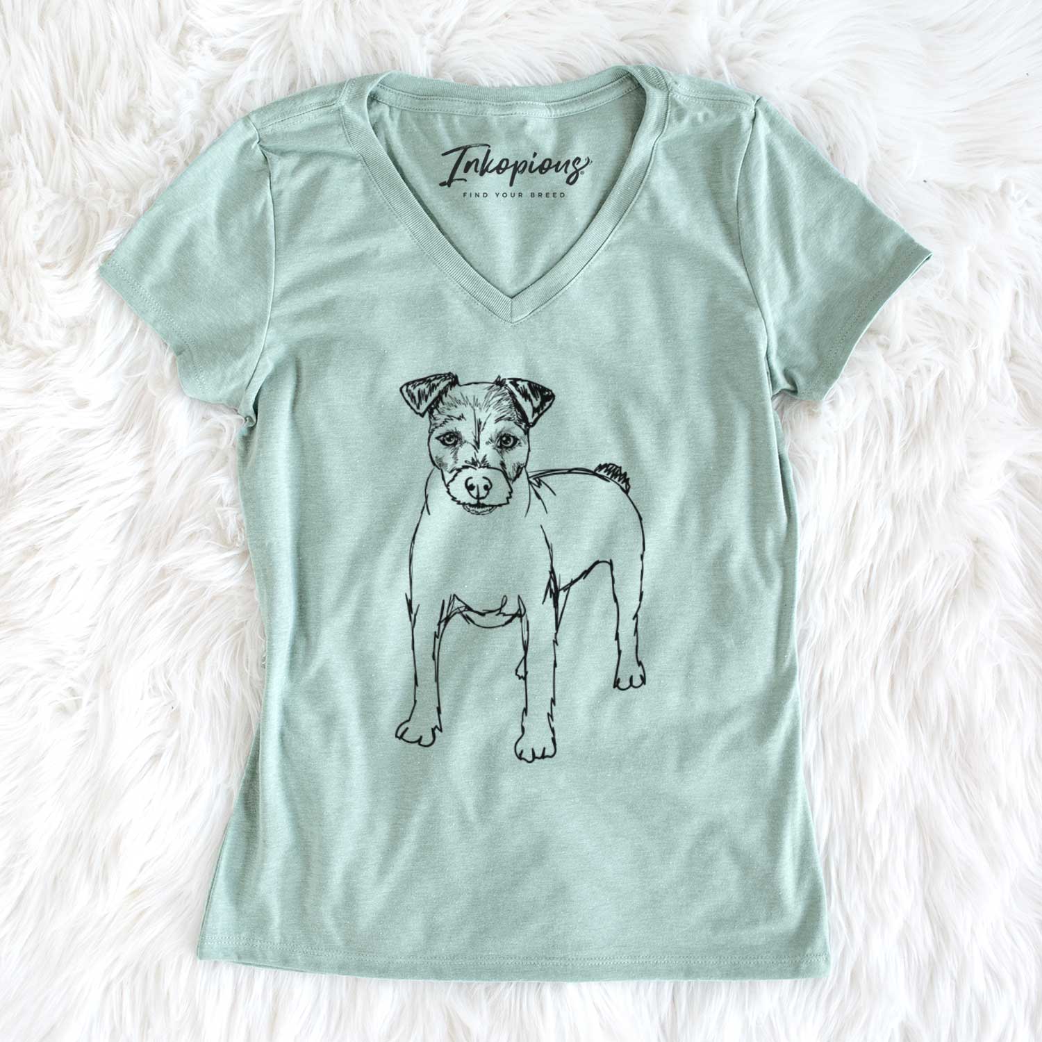 Doodled Lucky the Jack Russell Terrier - Women's V-neck Shirt