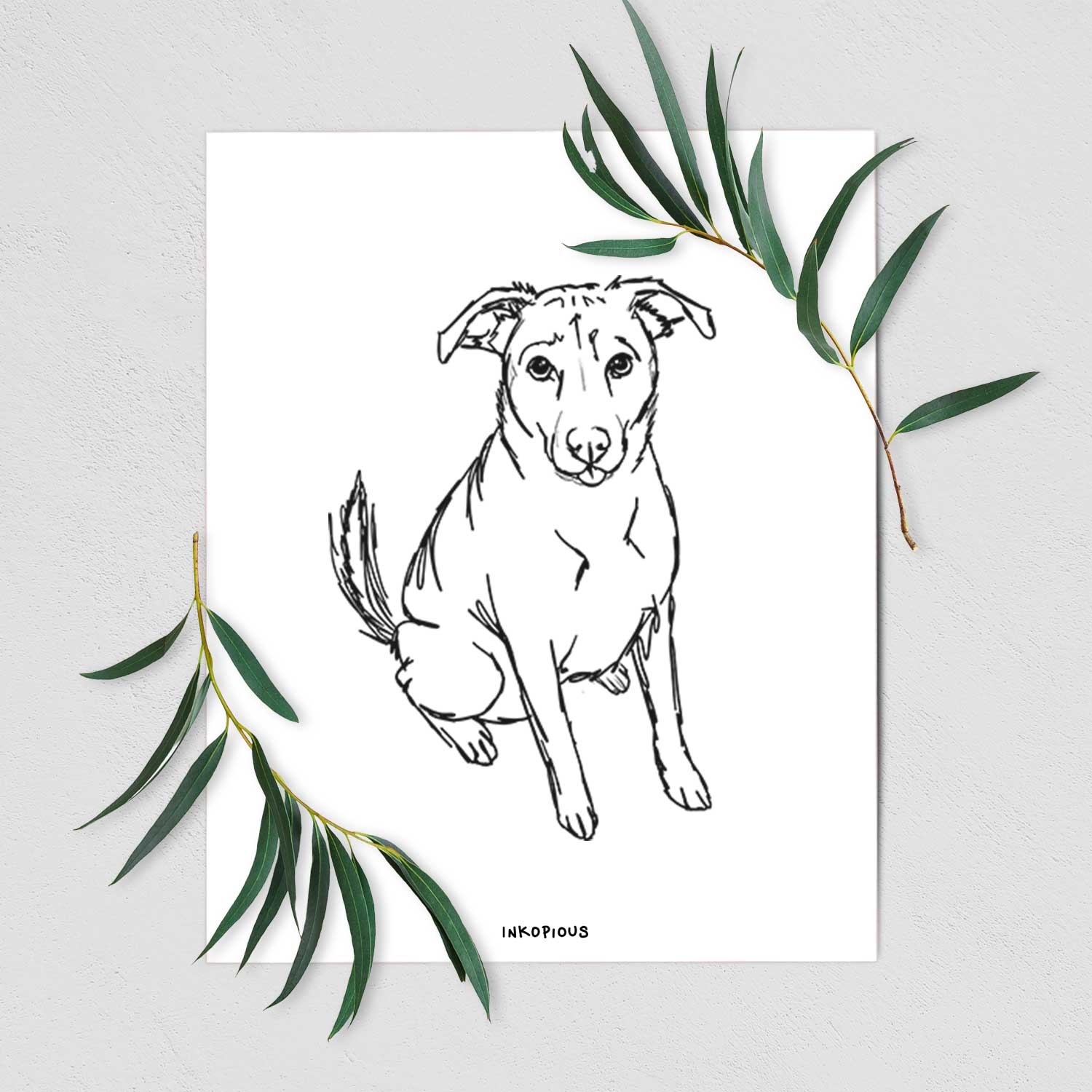 Doodled Lucky the Beagle Mix Art Print