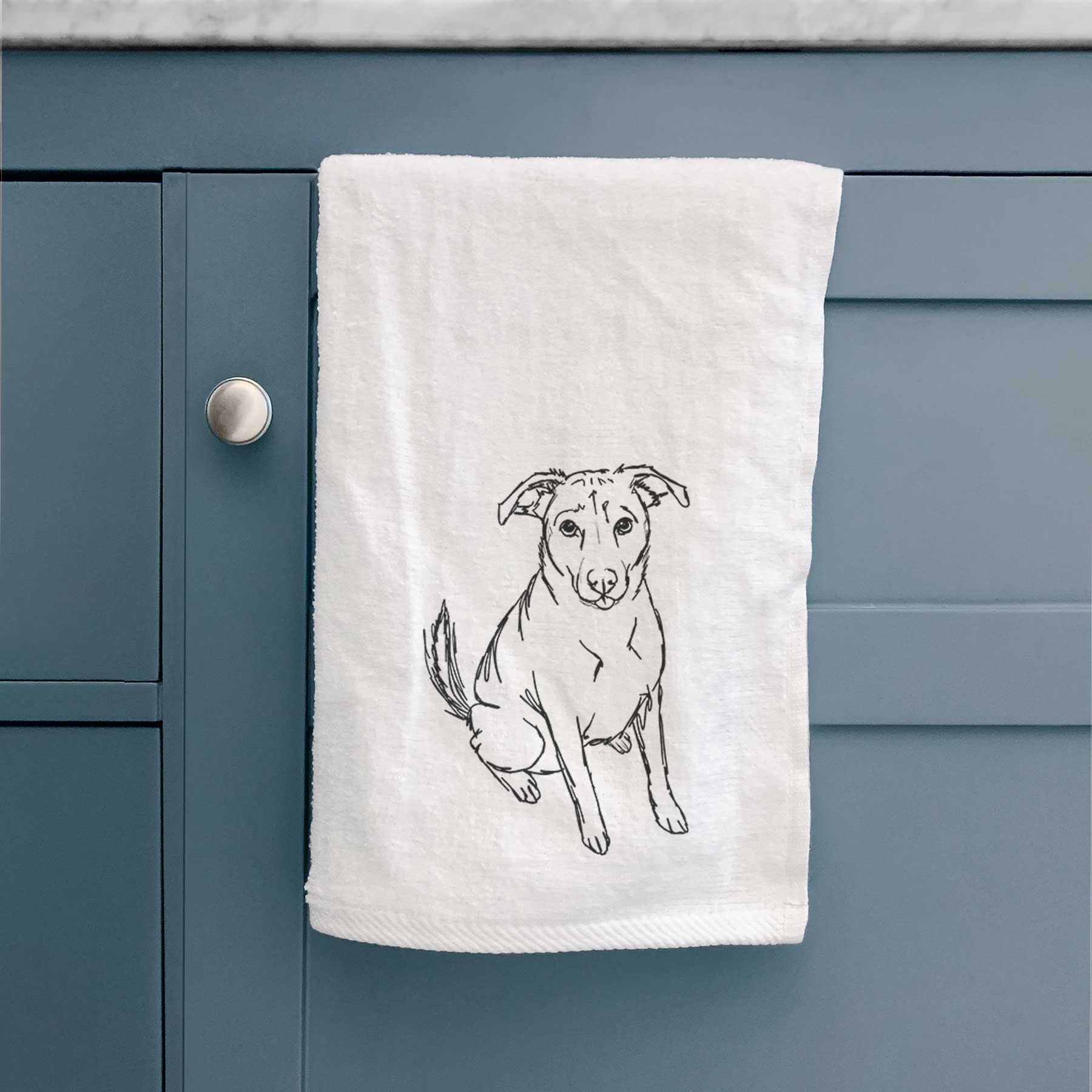 Doodled Lucky the Beagle Mix Decorative Hand Towel