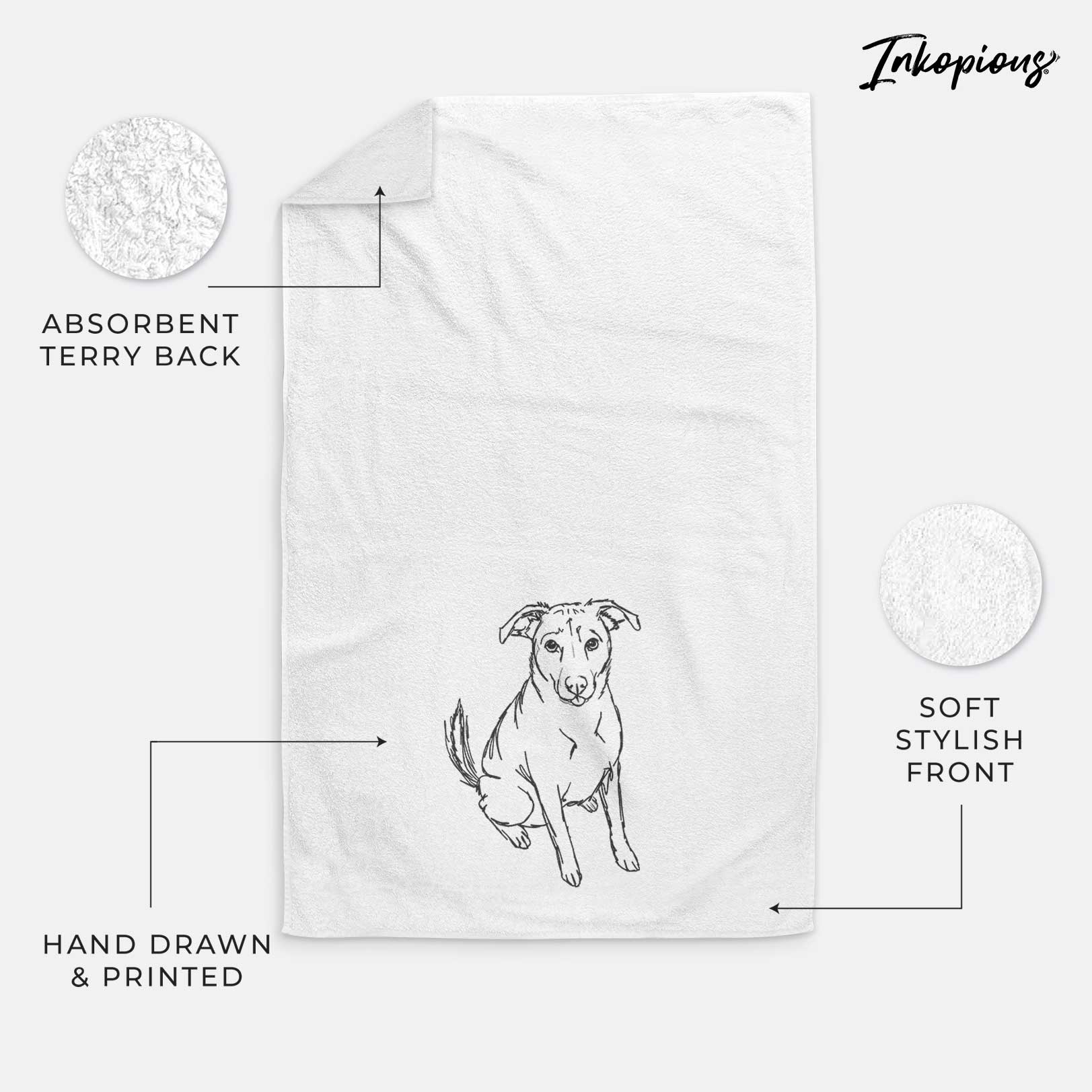 Doodled Lucky the Beagle Mix Decorative Hand Towel