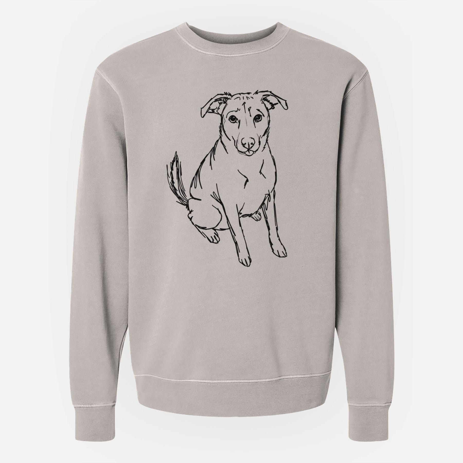 Doodled Lucky the Beagle Mix - Unisex Pigment Dyed Crew Sweatshirt