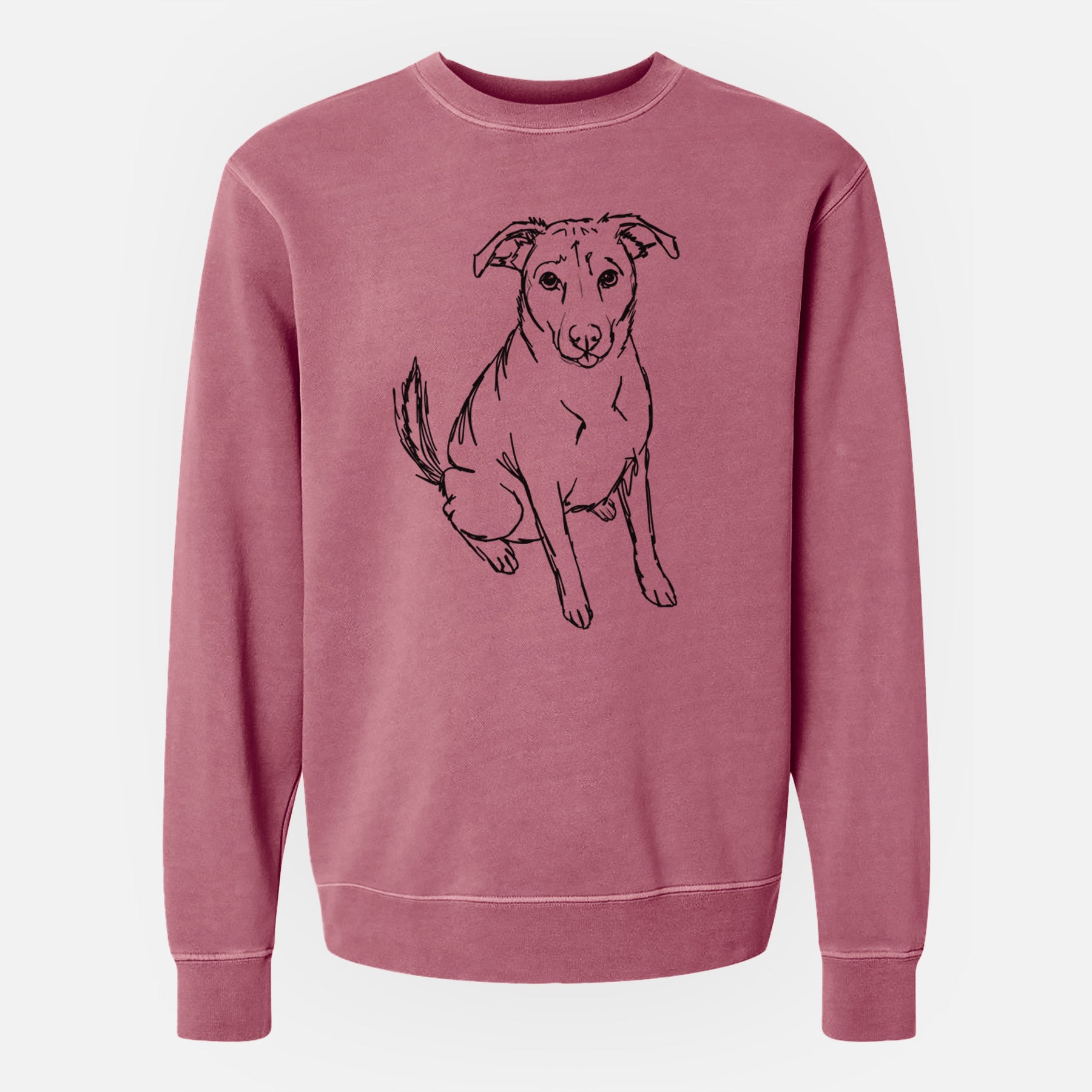 Doodled Lucky the Beagle Mix - Unisex Pigment Dyed Crew Sweatshirt