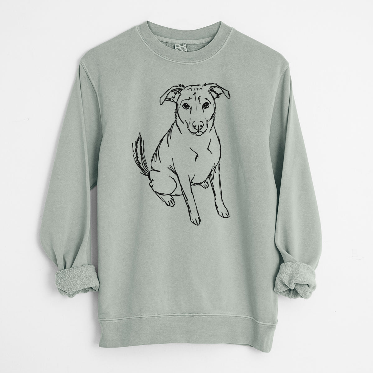 Doodled Lucky the Beagle Mix - Unisex Pigment Dyed Crew Sweatshirt