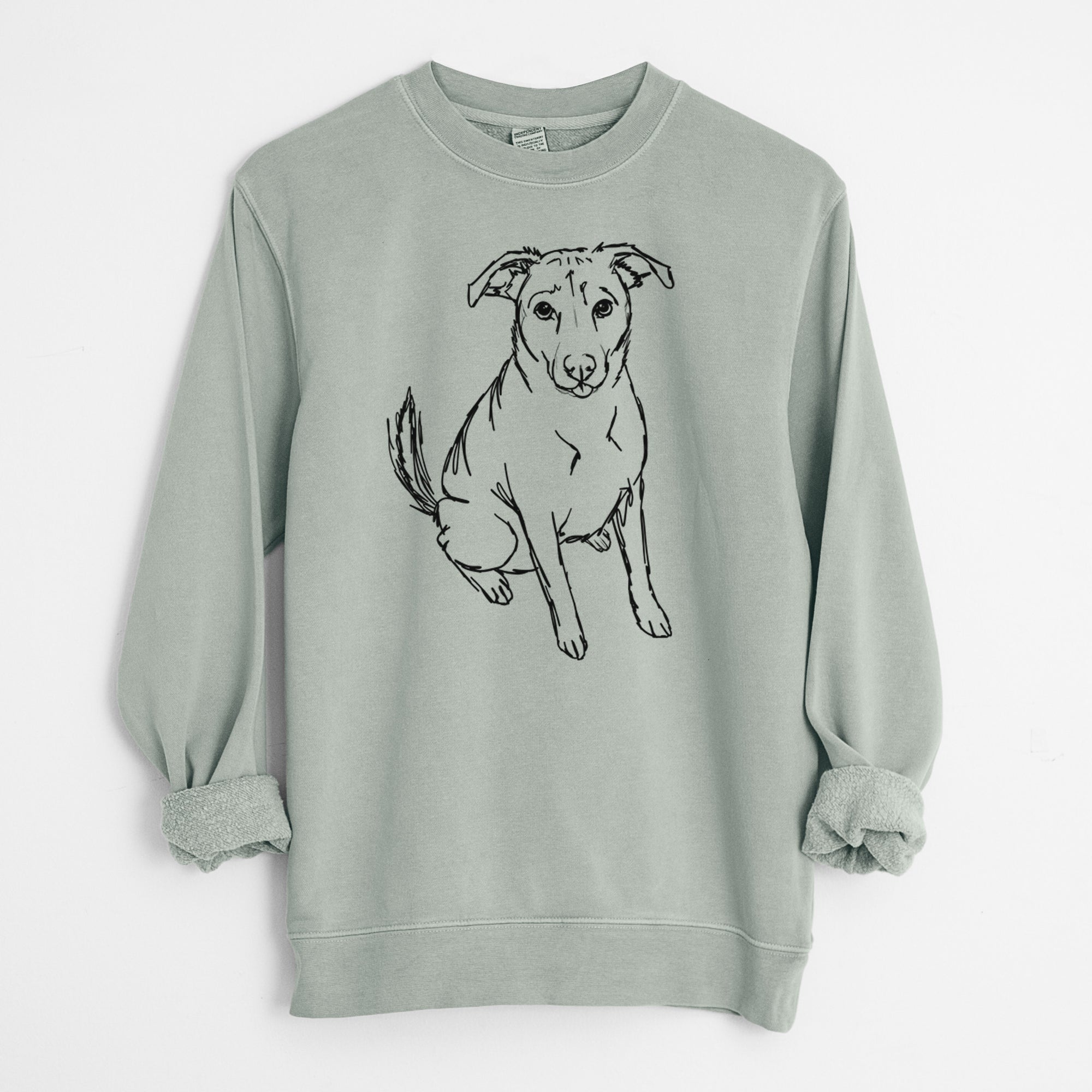 Doodled Lucky the Beagle Mix - Unisex Pigment Dyed Crew Sweatshirt