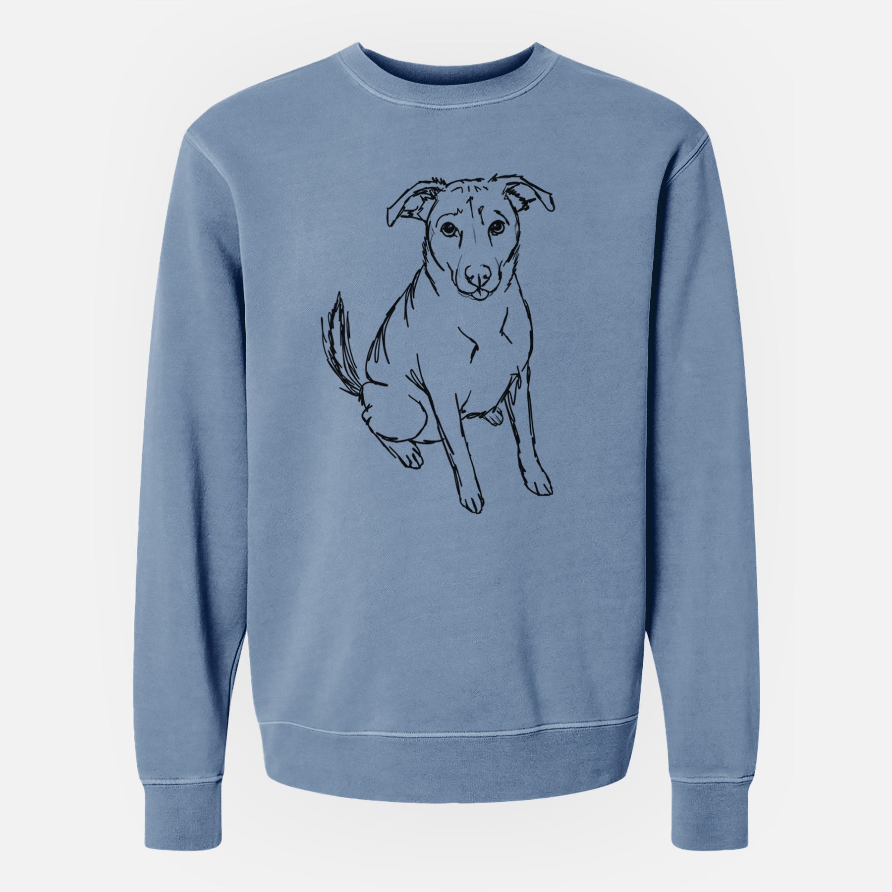 Doodled Lucky the Beagle Mix - Unisex Pigment Dyed Crew Sweatshirt