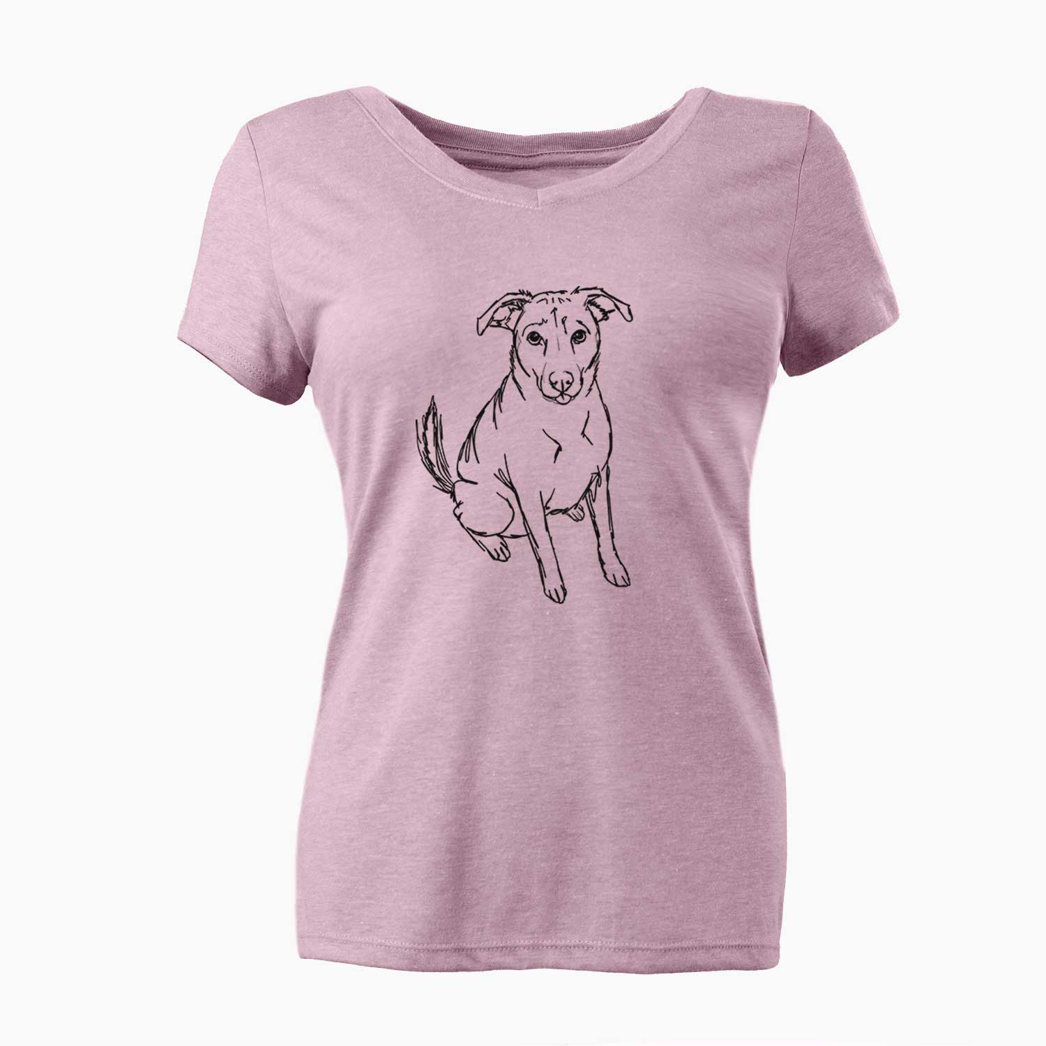 Doodled Lucky the Beagle Mix - Women's V-neck Shirt