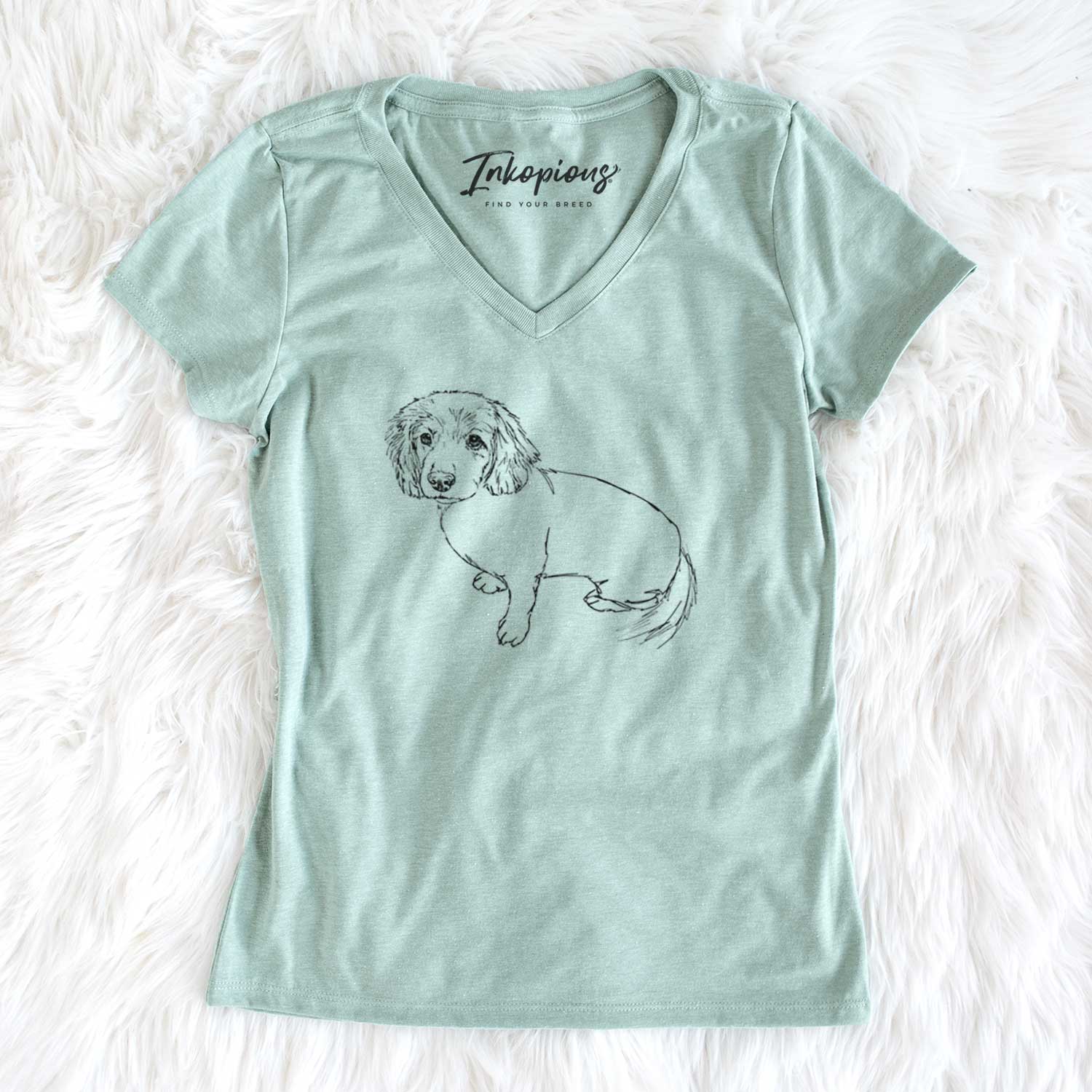 Doodled Lucy the Docker - Women's V-neck Shirt