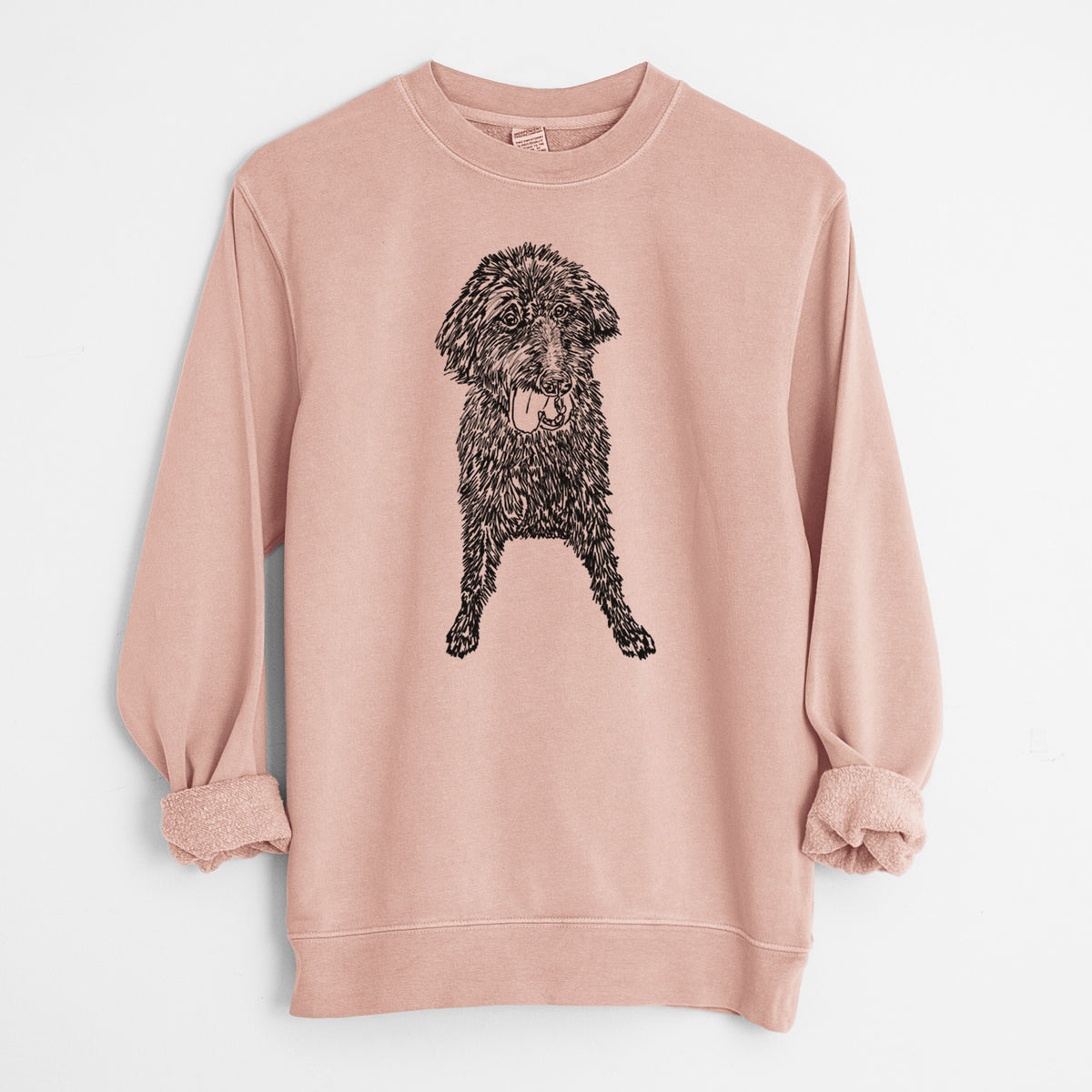 Doodled Lucy Fluff the Mixed Breed - Unisex Pigment Dyed Crew Sweatshirt