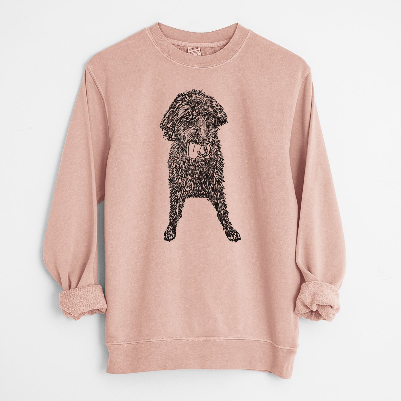 Doodled Lucy Fluff the Mixed Breed - Unisex Pigment Dyed Crew Sweatshirt