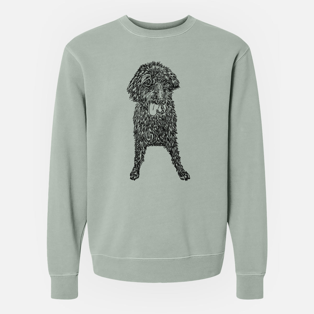 Doodled Lucy Fluff the Mixed Breed - Unisex Pigment Dyed Crew Sweatshirt