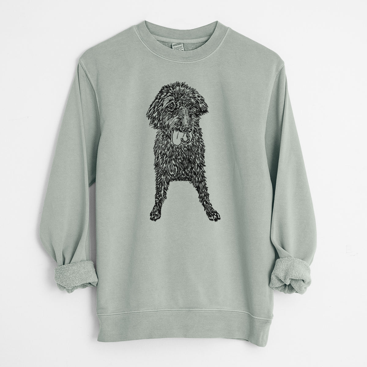 Doodled Lucy Fluff the Mixed Breed - Unisex Pigment Dyed Crew Sweatshirt