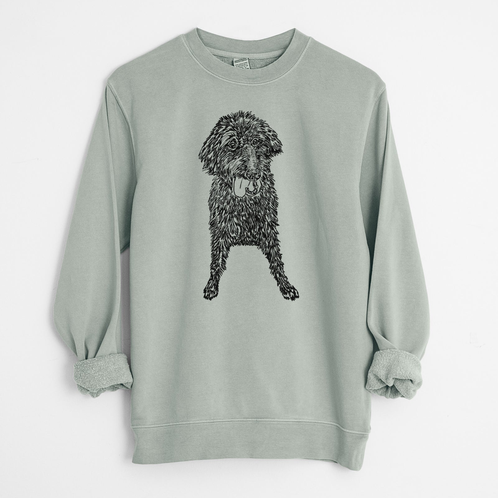 Doodled Lucy Fluff the Mixed Breed - Unisex Pigment Dyed Crew Sweatshirt