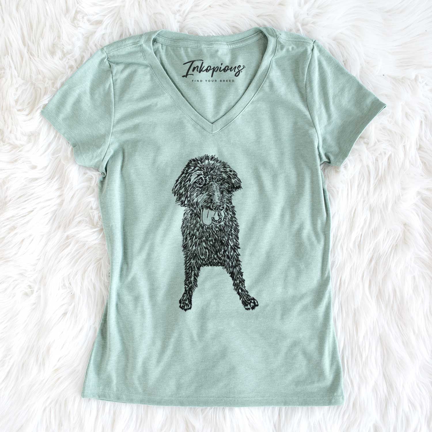 Doodled Lucy Fluff the Mixed Breed - Women's V-neck Shirt
