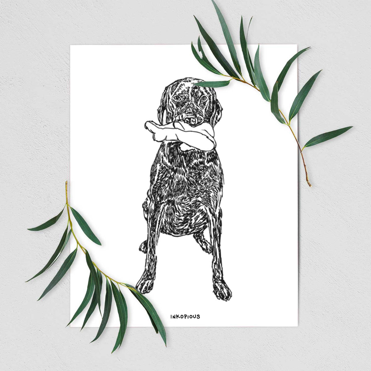 Doodled Lucy the Chocholate Lab GSP Art Print