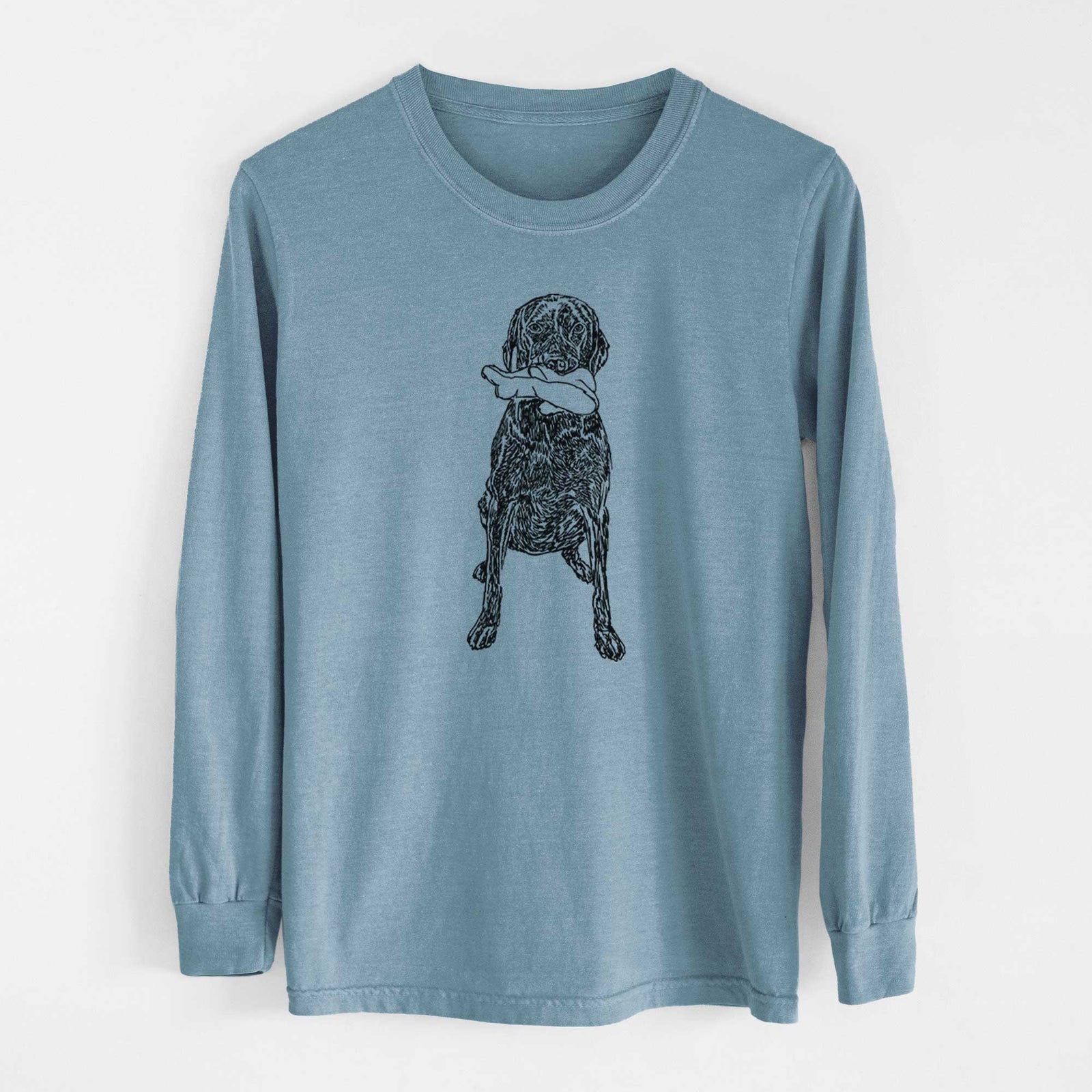 Doodled Lucy Fluff the Chocolate Lab GSP - Heavyweight 100% Cotton Long Sleeve
