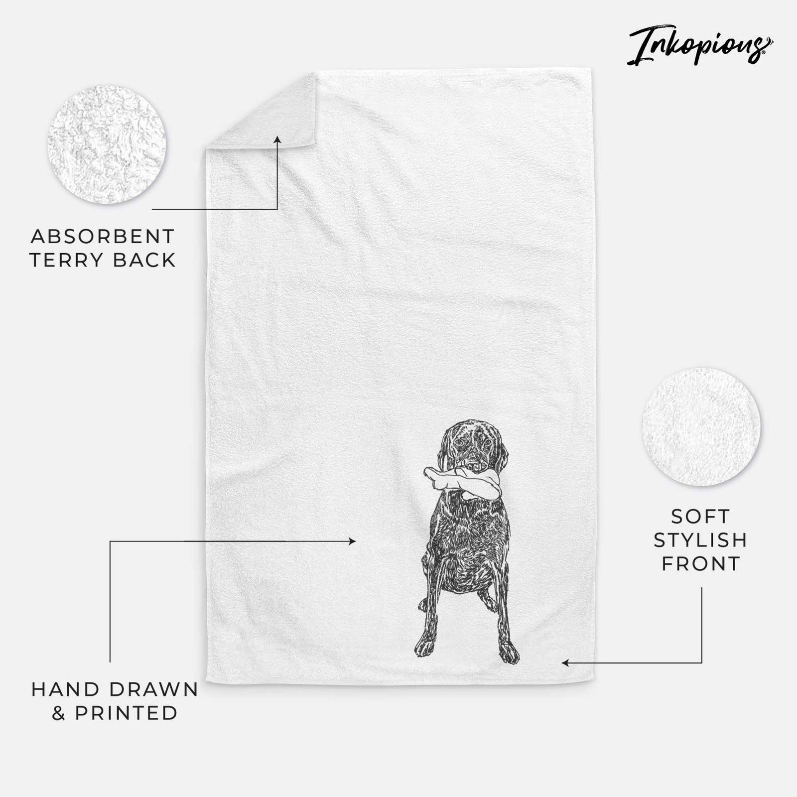 Doodled Lucy Fluff the Chocolate Lab GSP Decorative Hand Towel