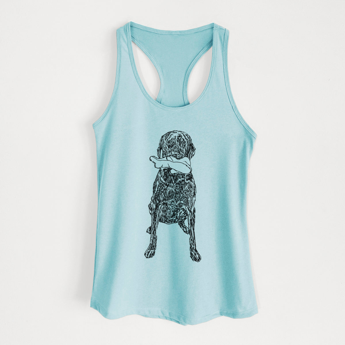 Doodled Lucy Fluff the Chocolate Lab GSP - Women&#39;s Racerback Tanktop