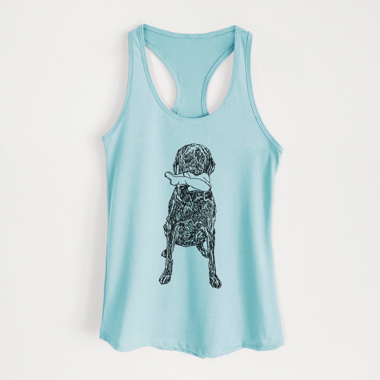 Doodled Lucy Fluff the Chocolate Lab GSP - Women's Racerback Tanktop