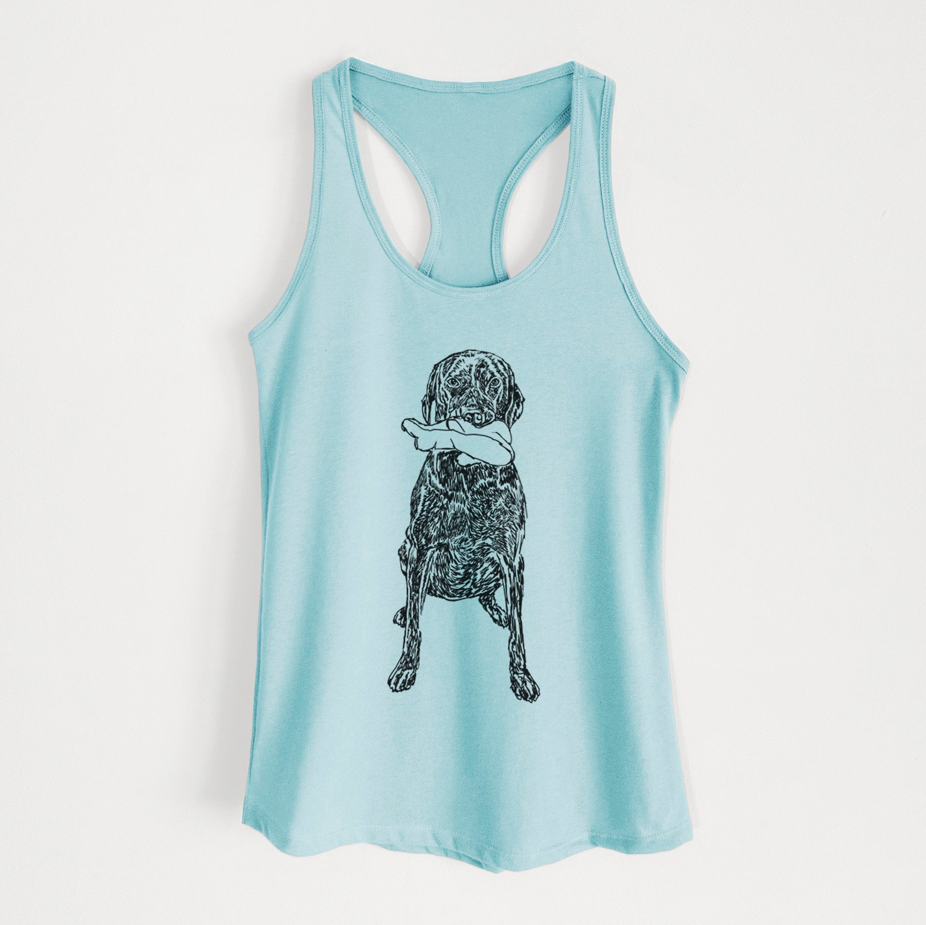 Doodled Lucy Fluff the Chocolate Lab GSP - Women's Racerback Tanktop