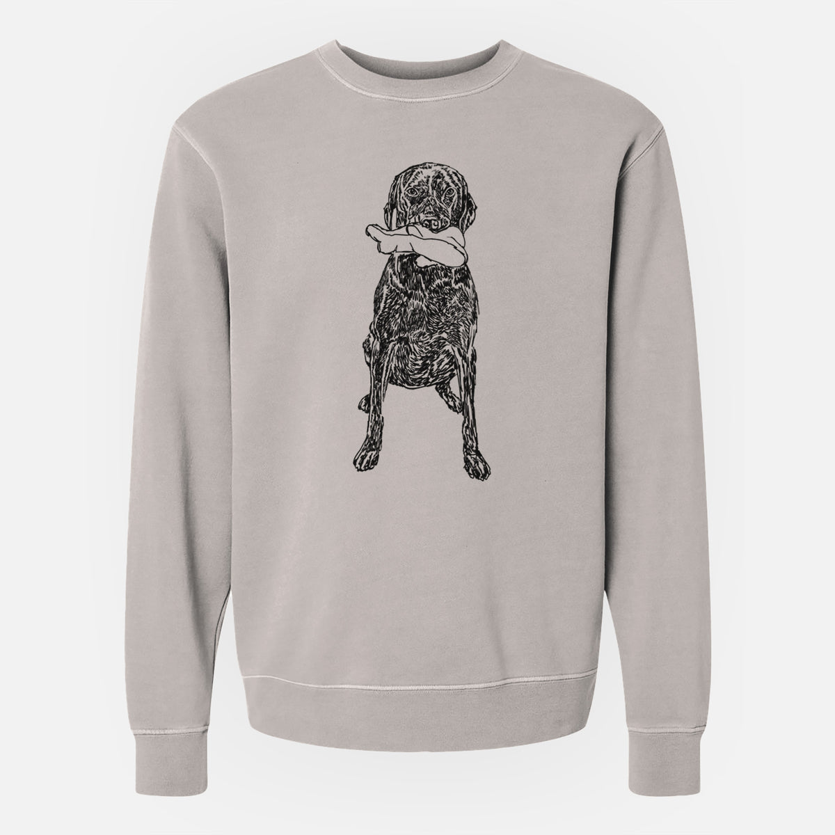 Doodled Lucy Fluff the Chocolate Lab GSP - Unisex Pigment Dyed Crew Sweatshirt