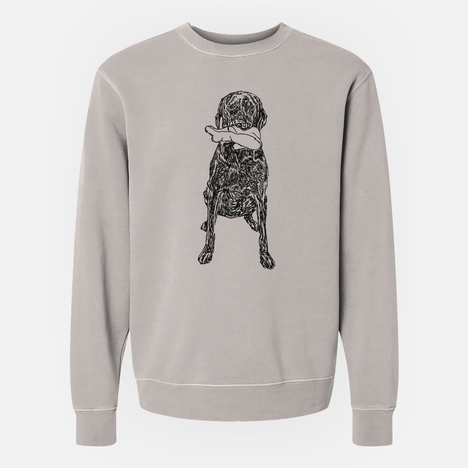Doodled Lucy Fluff the Chocolate Lab GSP - Unisex Pigment Dyed Crew Sweatshirt