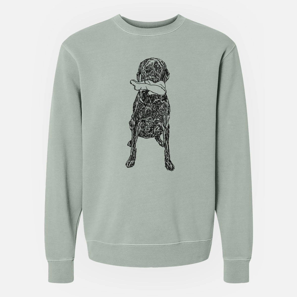 Doodled Lucy Fluff the Chocolate Lab GSP - Unisex Pigment Dyed Crew Sweatshirt