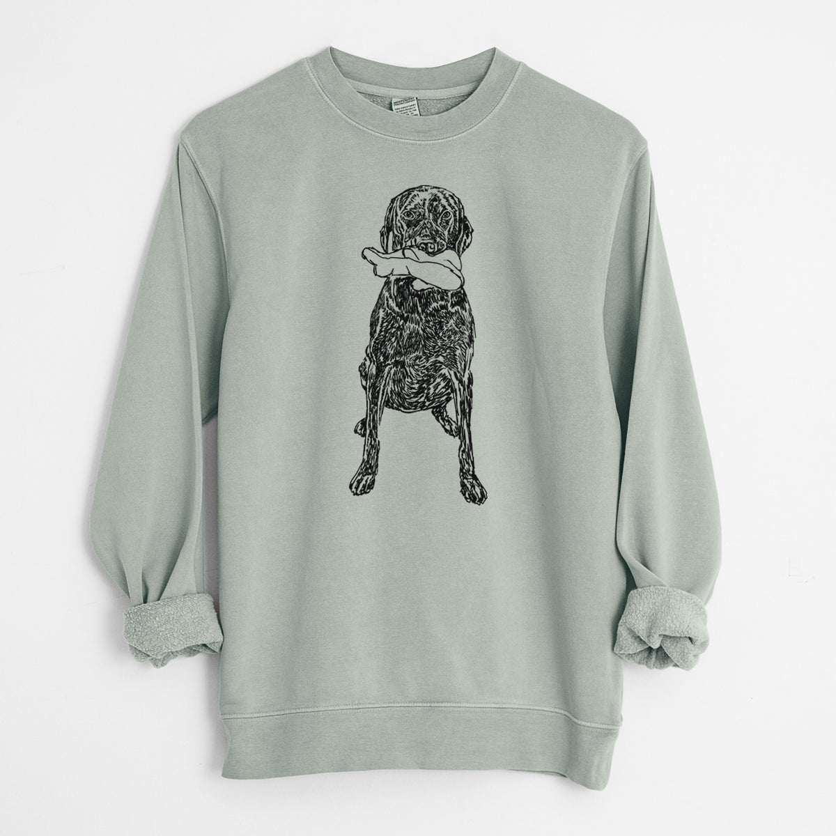 Doodled Lucy Fluff the Chocolate Lab GSP - Unisex Pigment Dyed Crew Sweatshirt