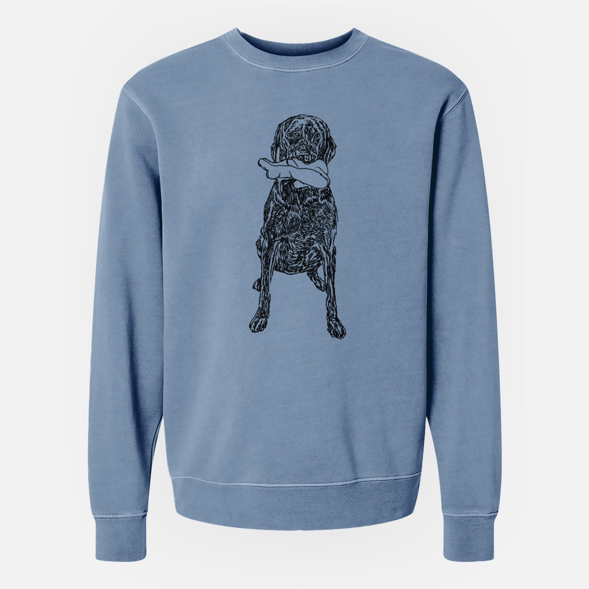 Doodled Lucy Fluff the Chocolate Lab GSP - Unisex Pigment Dyed Crew Sweatshirt