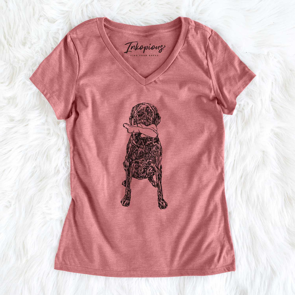 Doodled Lucy the Chocolate Lab GSP - Women&#39;s V-neck Shirt