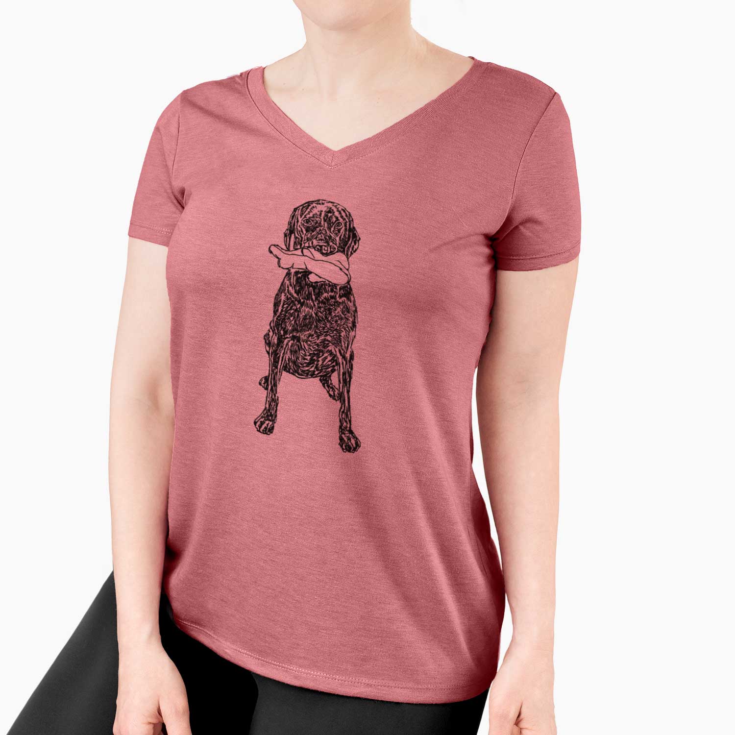 Doodled Lucy the Chocolate Lab GSP - Women's V-neck Shirt