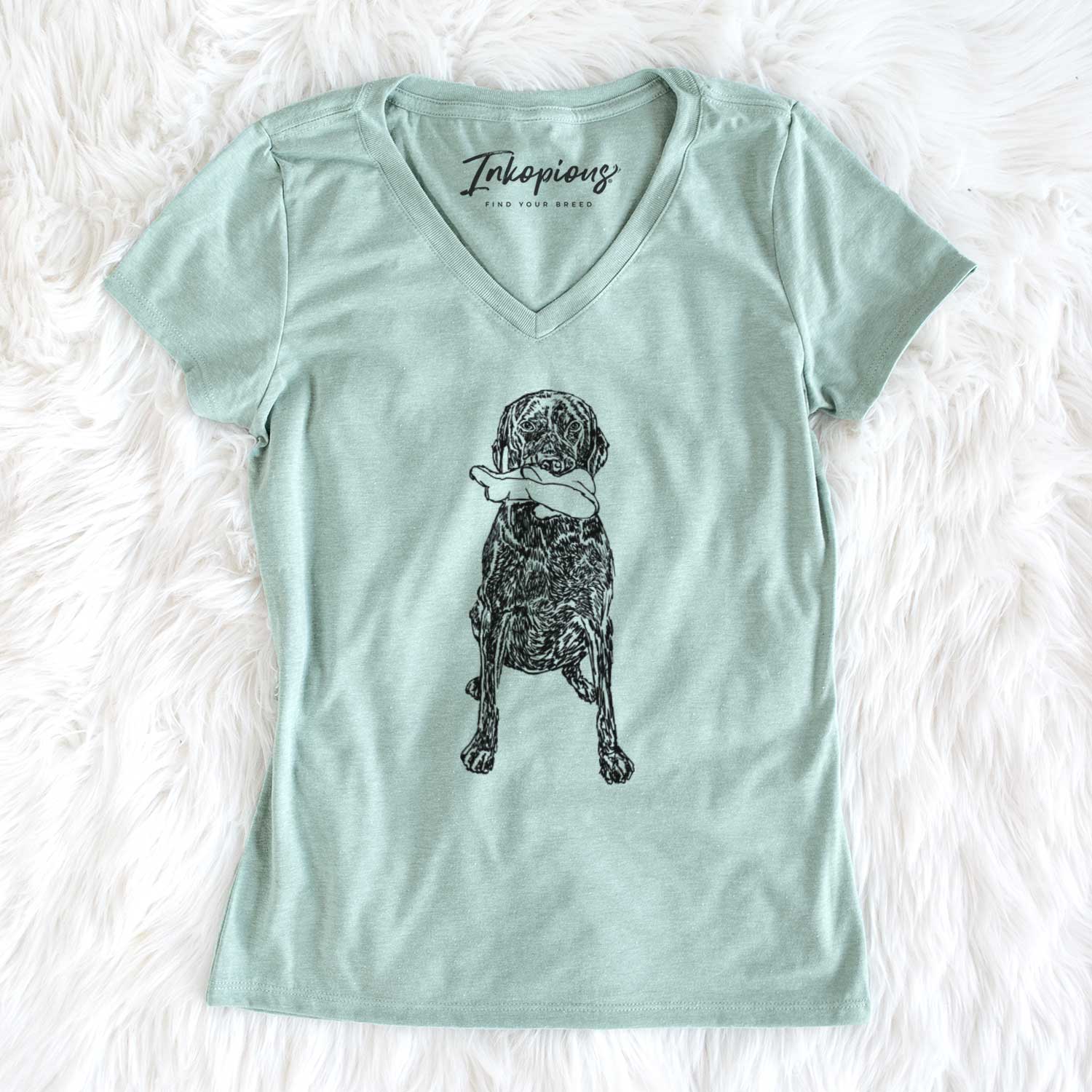 Doodled Lucy the Chocolate Lab GSP - Women's V-neck Shirt