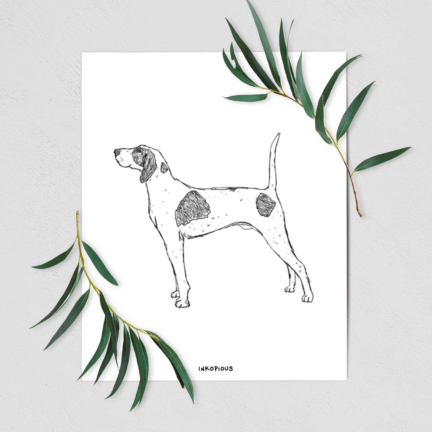 Doodled Luke the American Pointer Art Print