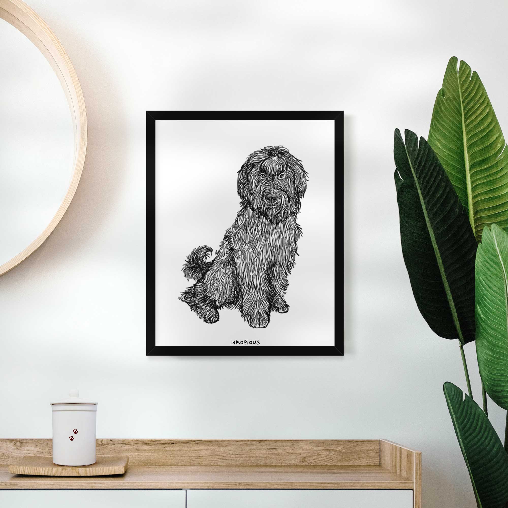 Doodled Luna the Briard Art Print