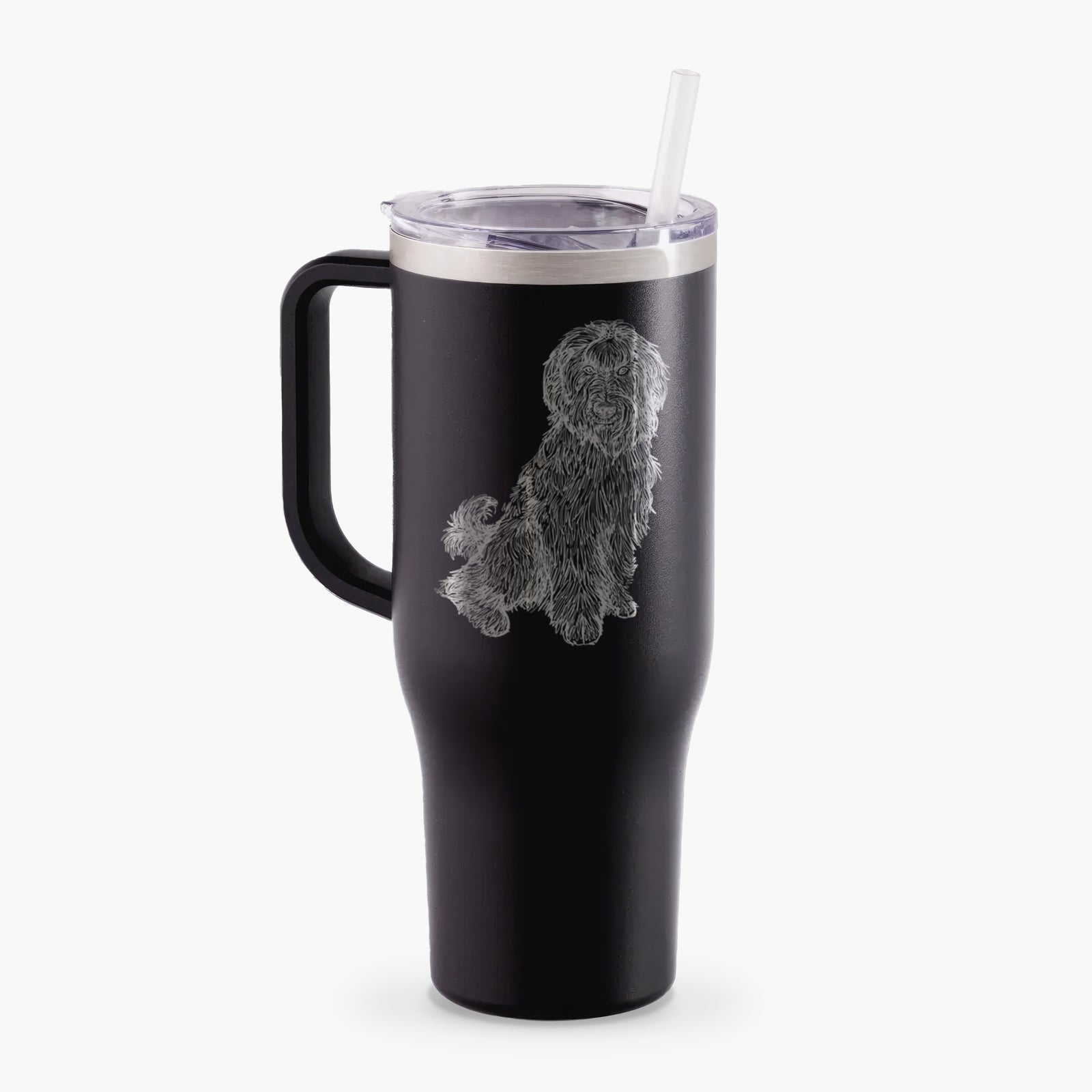 Doodled Luna the Briard - 40oz Tumbler with Handle