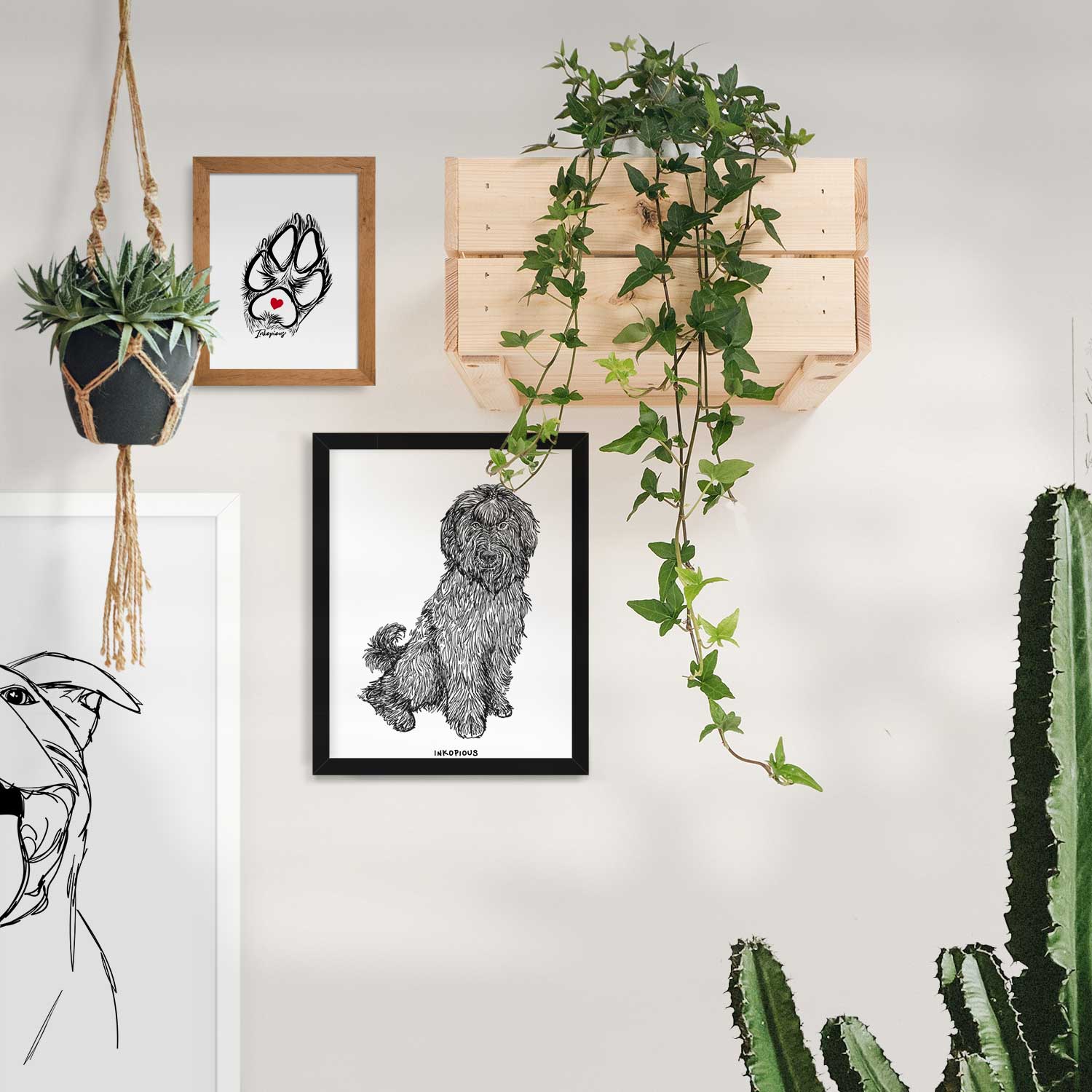 Doodled Luna the Briard Art Print