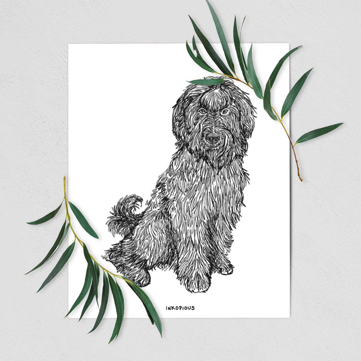 Doodled Luna the Briard Art Print