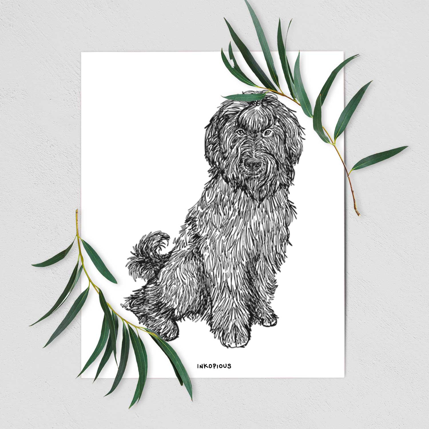Doodled Luna the Briard Art Print