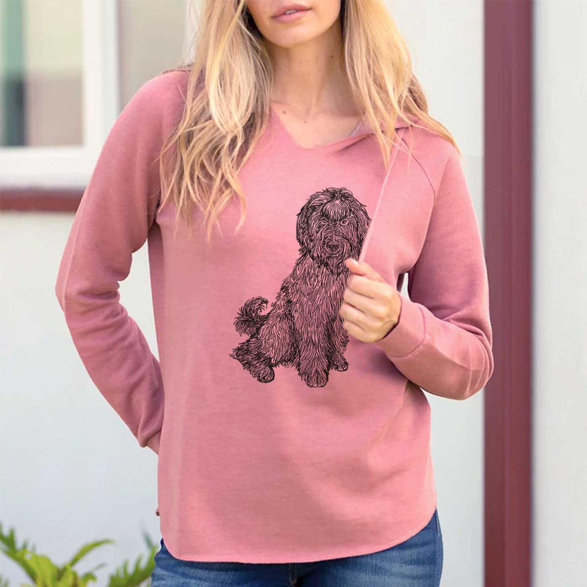 Doodled Luna the Briard - Cali Wave Hooded Sweatshirt