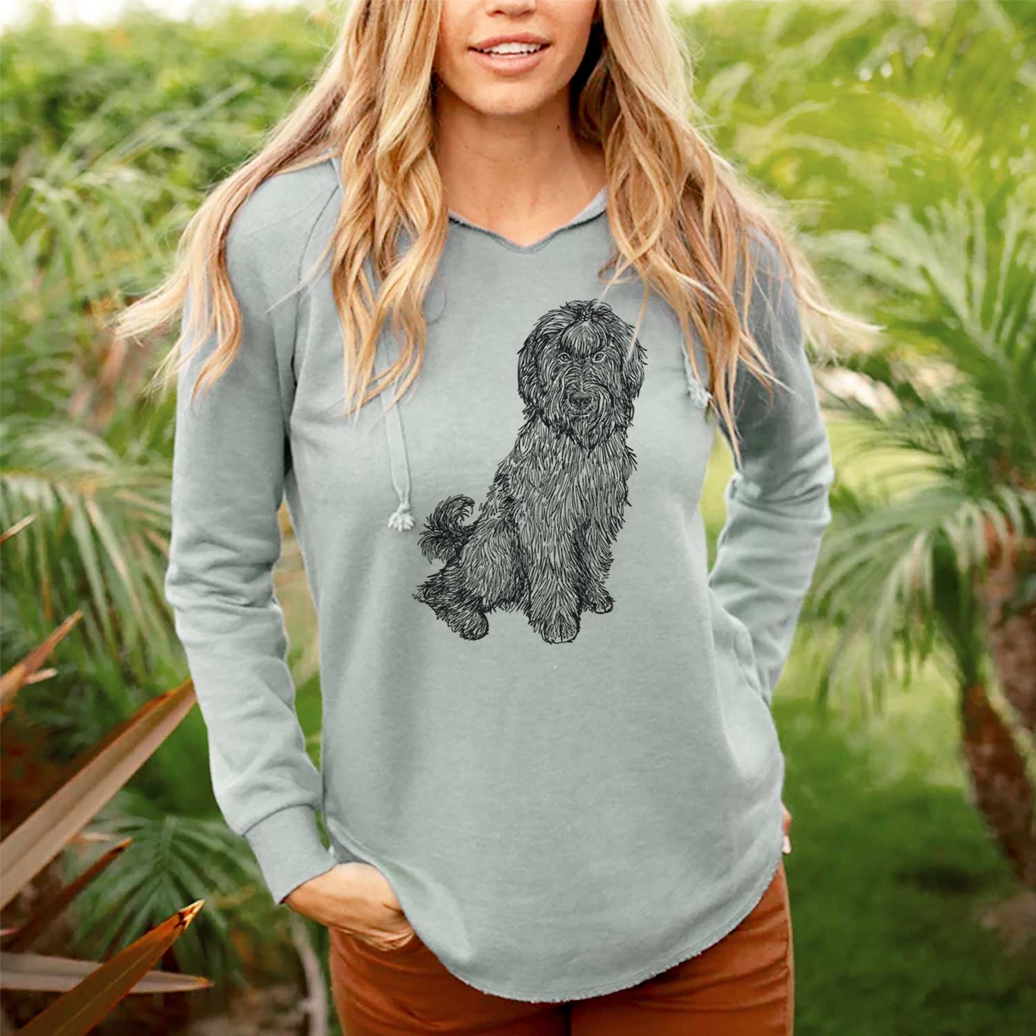 Doodled Luna the Briard - Cali Wave Hooded Sweatshirt