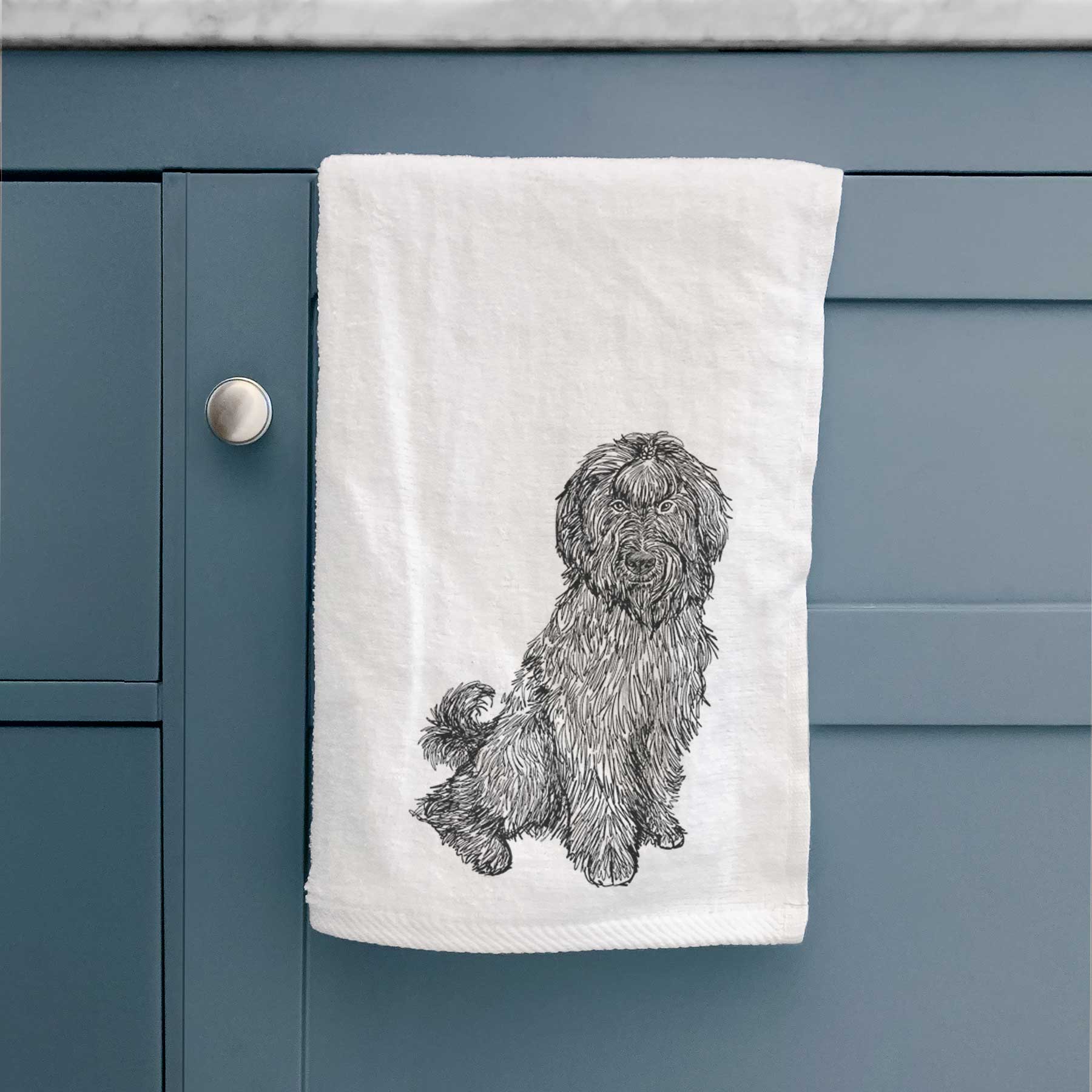 Doodled Luna the Briard Decorative Hand Towel