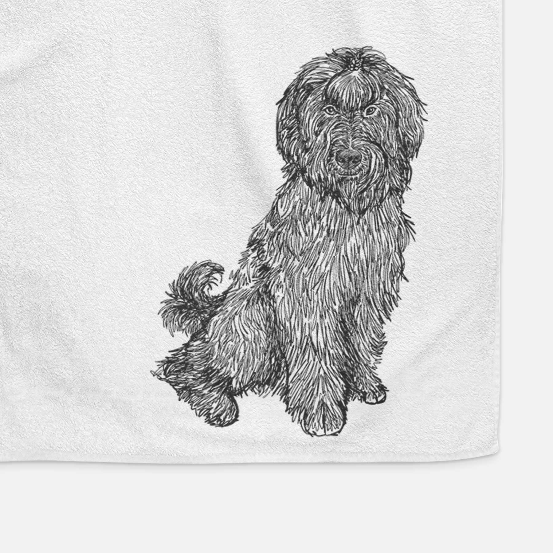 Doodled Luna the Briard Decorative Hand Towel