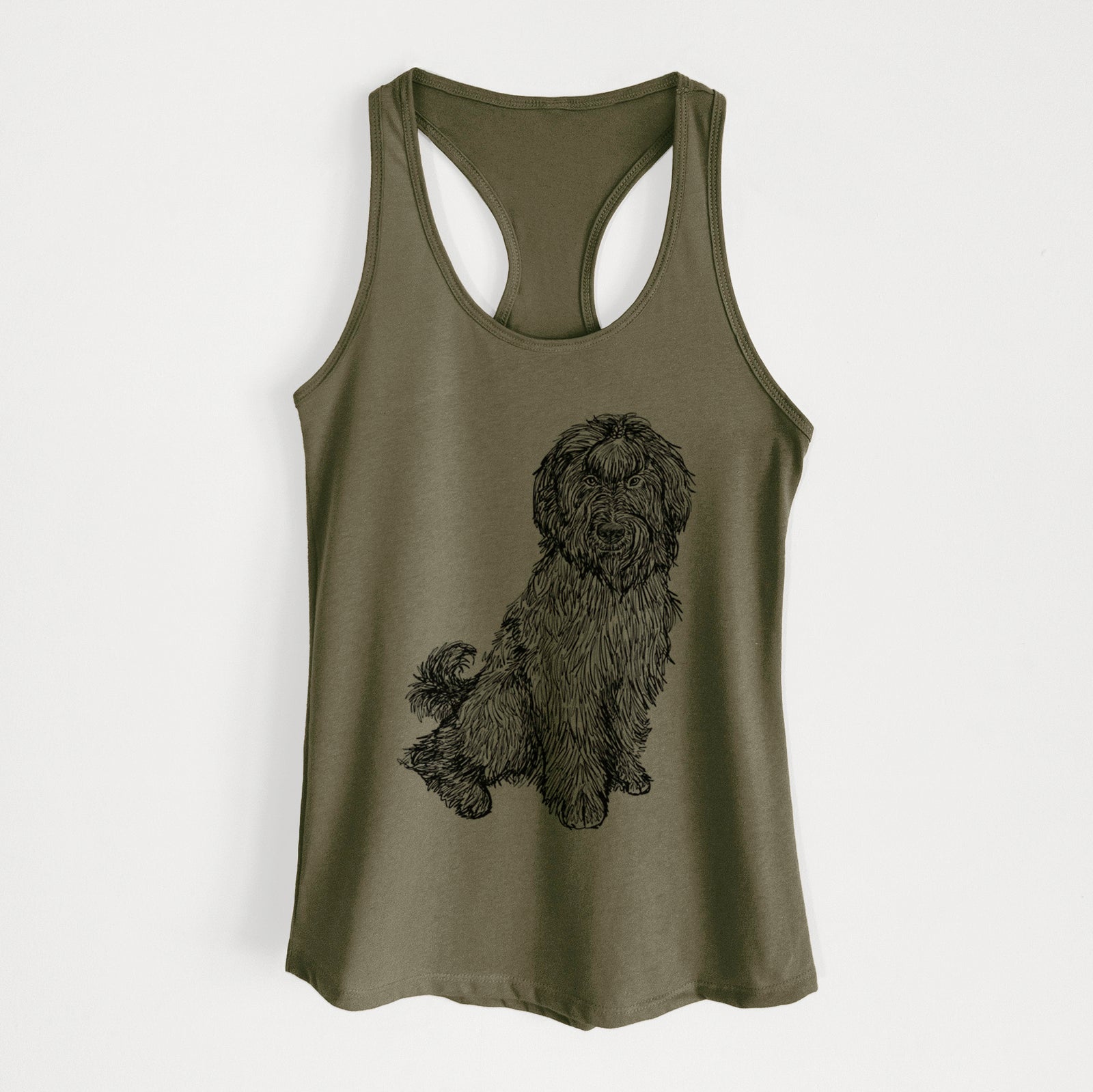 Doodled Luna the Briard - Women's Racerback Tanktop