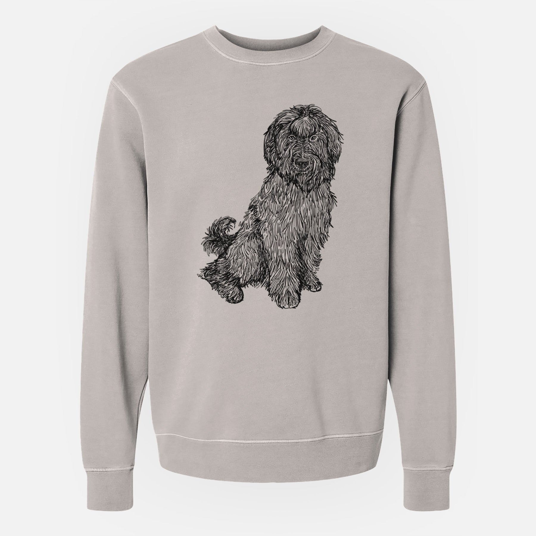 Doodled Luna the Briard - Unisex Pigment Dyed Crew Sweatshirt