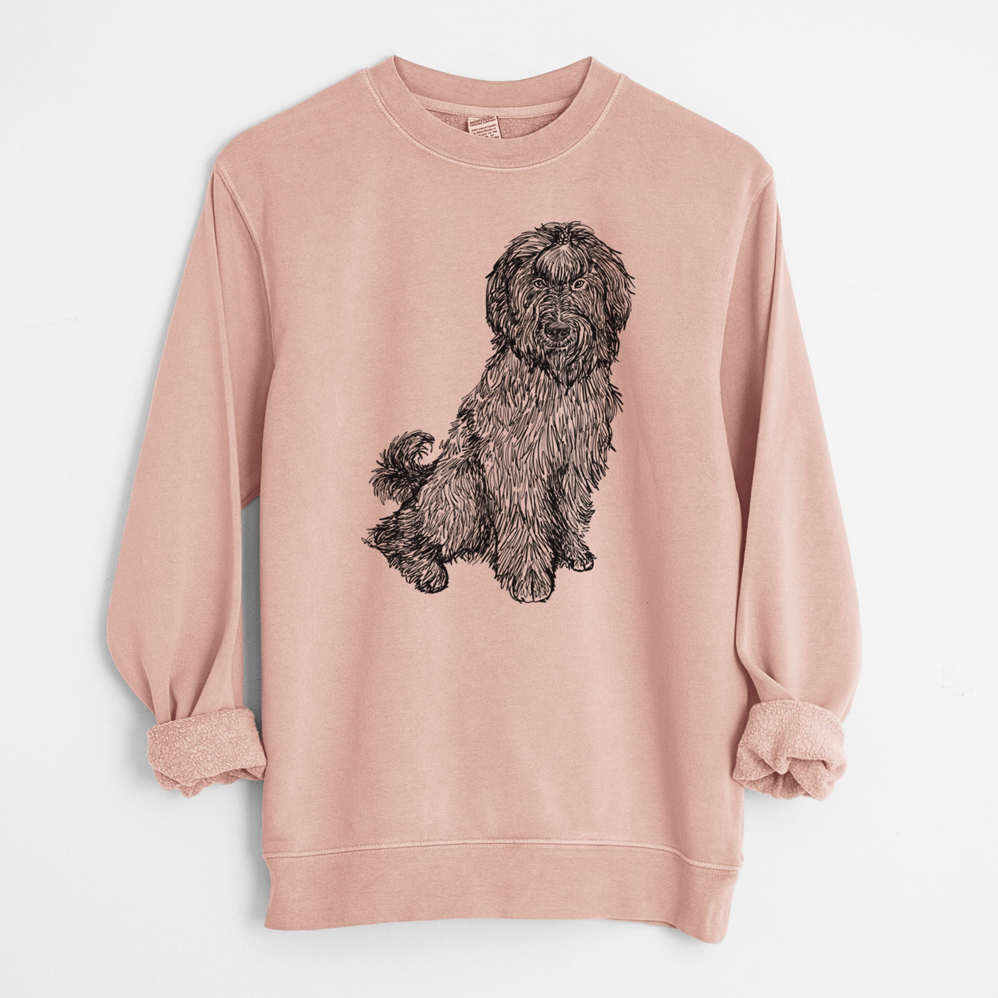 Doodled Luna the Briard - Unisex Pigment Dyed Crew Sweatshirt