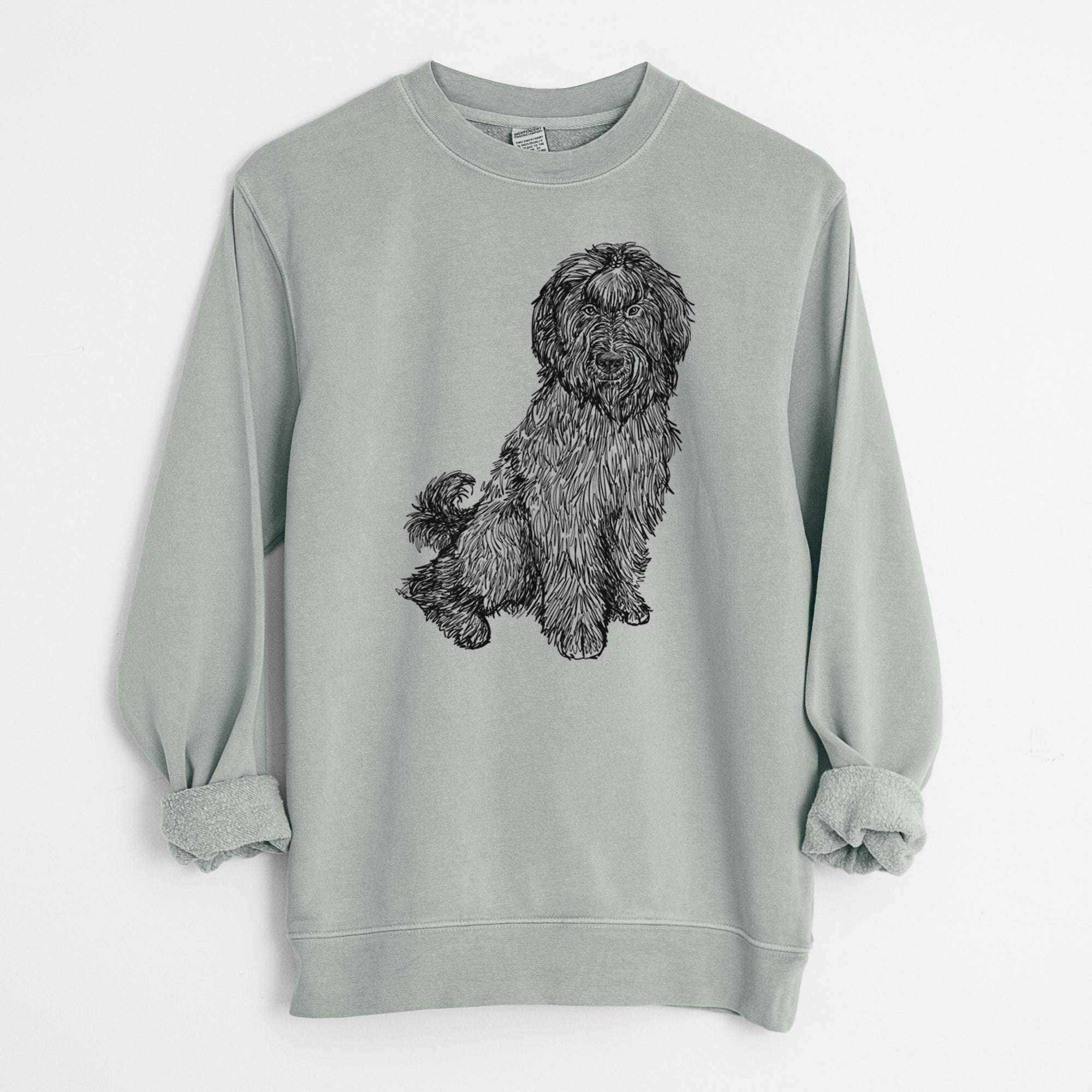 Doodled Luna the Briard - Unisex Pigment Dyed Crew Sweatshirt